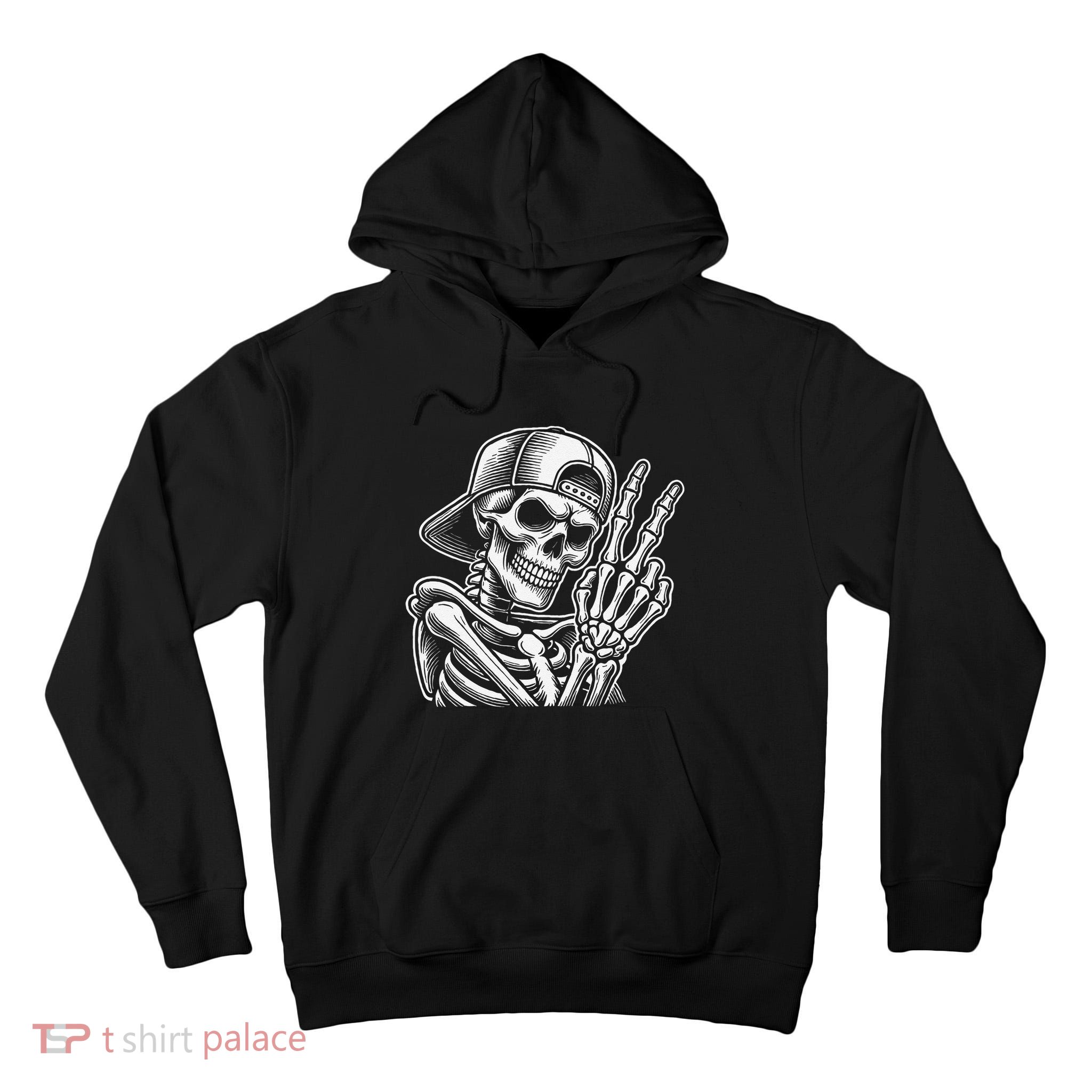 Skeleton Hand Peace Sign Retro Halloween Skeleton Hand Sign Tall Hoodie