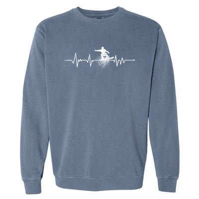 Snowboarding Heartbeat Pulse Distressed For Ski Lovers Gift Garment-Dyed Sweatshirt