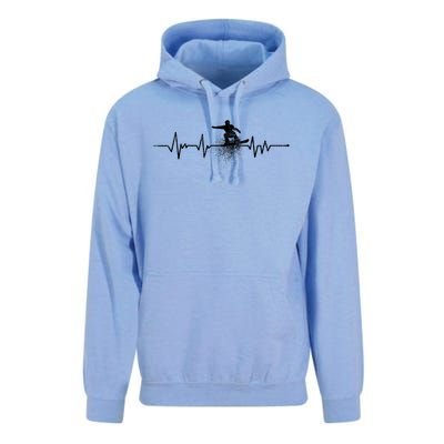 Snowboarding Heartbeat Pulse Distressed For Ski Lovers Gift Unisex Surf Hoodie