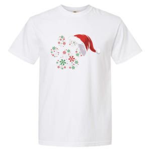 Santa Hat Paw Print Snowflakes Christmas Dog Lovers Gift Garment-Dyed Heavyweight T-Shirt