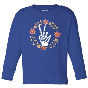 Skeleton Hand Peace Sign Bone Flowers Meaningful Gift Toddler Long Sleeve Shirt