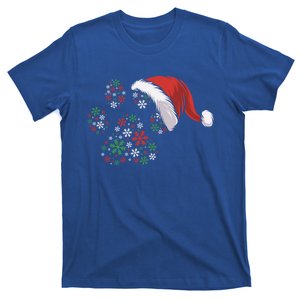 Santa Hat Paw Print Snowflakes Christmas Dog Lovers Gift T-Shirt