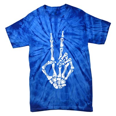 Skeleton Hand Peace Sign Halloween Costume Bones Tie-Dye T-Shirt