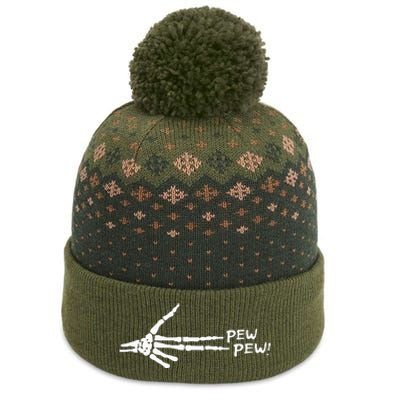 Skeleton Hand Pew Pew The Baniff Cuffed Pom Beanie