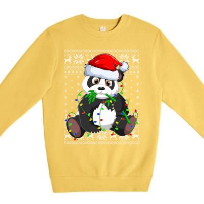 Santa Hat Panda Xmas Lighting Ugly Panda Christmas Great Gift Premium Crewneck Sweatshirt