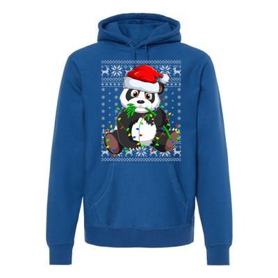 Santa Hat Panda Xmas Lighting Ugly Panda Christmas Great Gift Premium Hoodie