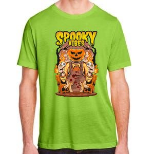 Spooky Halloween Pumpkin And Flames Graphic Adult ChromaSoft Performance T-Shirt