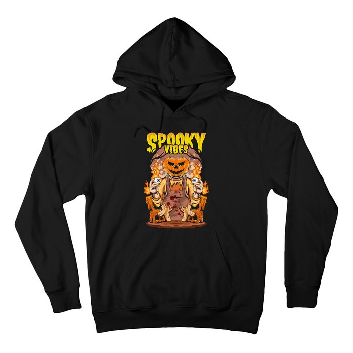 Spooky Halloween Pumpkin And Flames Graphic Hoodie