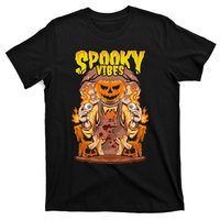 Spooky Halloween Pumpkin And Flames Graphic T-Shirt