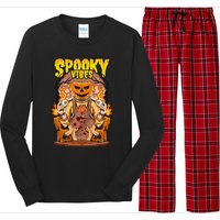 Spooky Halloween Pumpkin And Flames Graphic Long Sleeve Pajama Set