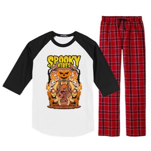 Spooky Halloween Pumpkin And Flames Graphic Raglan Sleeve Pajama Set