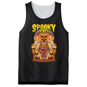 Spooky Halloween Pumpkin And Flames Graphic Mesh Reversible Basketball Jersey Tank