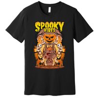 Spooky Halloween Pumpkin And Flames Graphic Premium T-Shirt