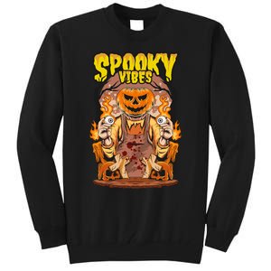 Spooky Halloween Pumpkin And Flames Graphic Tall Sweatshirt