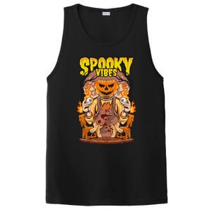 Spooky Halloween Pumpkin And Flames Graphic PosiCharge Competitor Tank