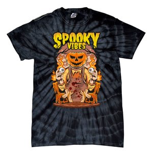 Spooky Halloween Pumpkin And Flames Graphic Tie-Dye T-Shirt