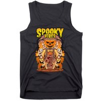 Spooky Halloween Pumpkin And Flames Graphic Tank Top