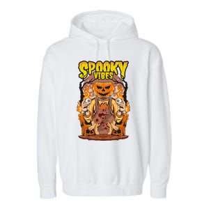 Spooky Halloween Pumpkin And Flames Graphic Garment-Dyed Fleece Hoodie