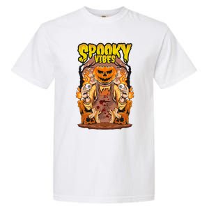 Spooky Halloween Pumpkin And Flames Graphic Garment-Dyed Heavyweight T-Shirt