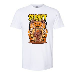 Spooky Halloween Pumpkin And Flames Graphic Softstyle CVC T-Shirt