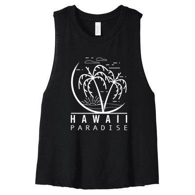 Surfing Hawaii Paradise Palm Beach For Surf Lovers Gift Women's Racerback Cropped Tank