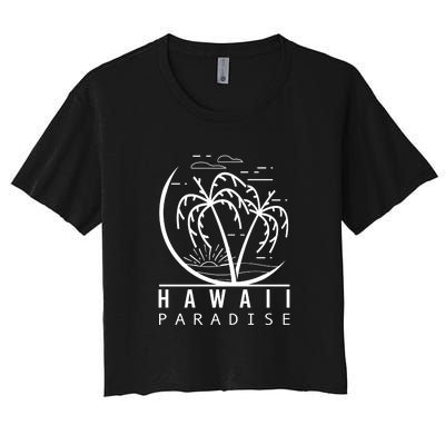 Surfing Hawaii Paradise Palm Beach For Surf Lovers Gift Women's Crop Top Tee