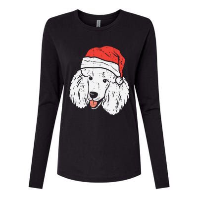 Santa Hat Poodle Christmas Pajamas Xmas Pjs Dog Lover Owner Gift Womens Cotton Relaxed Long Sleeve T-Shirt