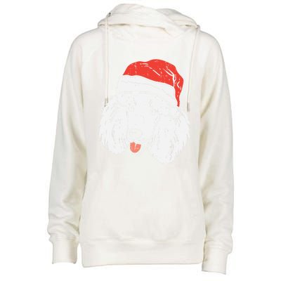 Santa Hat Poodle Christmas Pajamas Xmas Pjs Dog Lover Owner Gift Womens Funnel Neck Pullover Hood