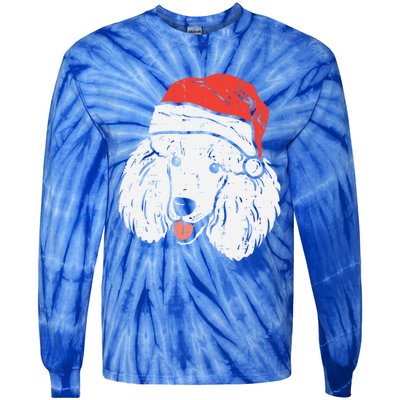 Santa Hat Poodle Christmas Pajamas Xmas Pjs Dog Lover Owner Gift Tie-Dye Long Sleeve Shirt