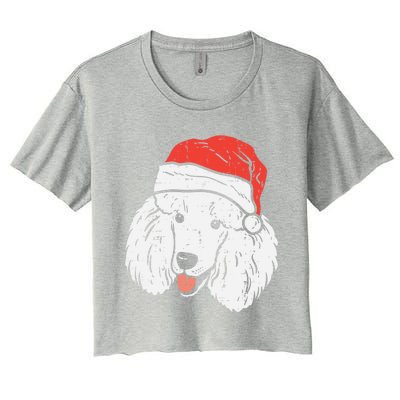 Santa Hat Poodle Christmas Pajamas Xmas Pjs Dog Lover Owner Gift Women's Crop Top Tee