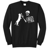 Skeleton Hand Playing Cat Funny Halloween Sweatshirt