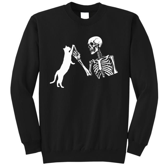 Skeleton Hand Playing Cat Funny Halloween Sweatshirt