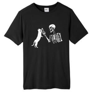 Skeleton Hand Playing Cat Funny Halloween Tall Fusion ChromaSoft Performance T-Shirt