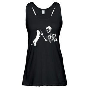 Skeleton Hand Playing Cat Funny Halloween Ladies Essential Flowy Tank