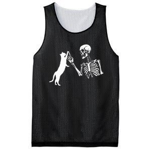 Skeleton Hand Playing Cat Funny Halloween Mesh Reversible Basketball Jersey Tank