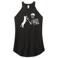 Skeleton Hand Playing Cat Funny Halloween Women's Perfect Tri Rocker Tank