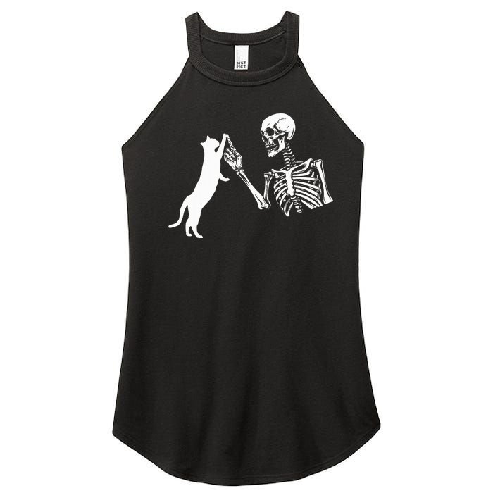 Skeleton Hand Playing Cat Funny Halloween Women's Perfect Tri Rocker Tank