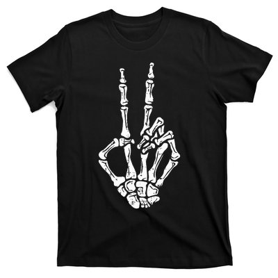 Skeleton Hand Peace Sign Halloween Costume Bones T-Shirt