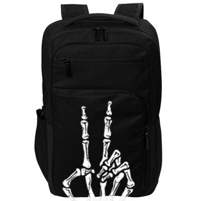 Skeleton Hand Peace Sign Halloween Costume Bones Impact Tech Backpack