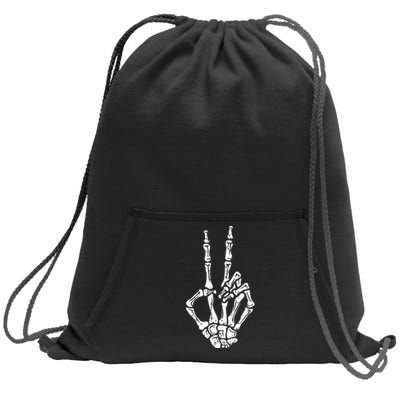 Skeleton Hand Peace Sign Halloween Costume Bones Sweatshirt Cinch Pack Bag