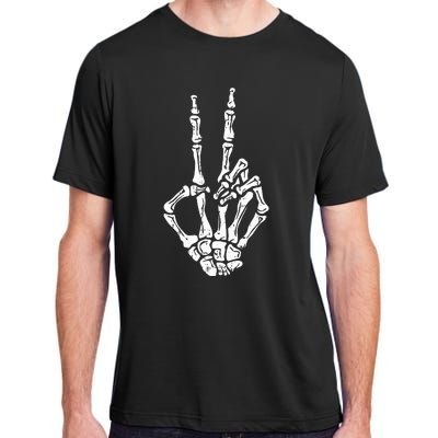 Skeleton Hand Peace Sign Halloween Costume Bones Adult ChromaSoft Performance T-Shirt