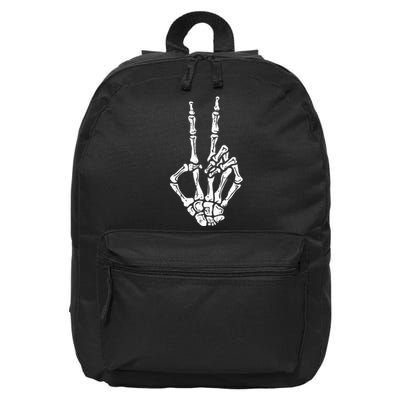 Skeleton Hand Peace Sign Halloween Costume Bones 16 in Basic Backpack