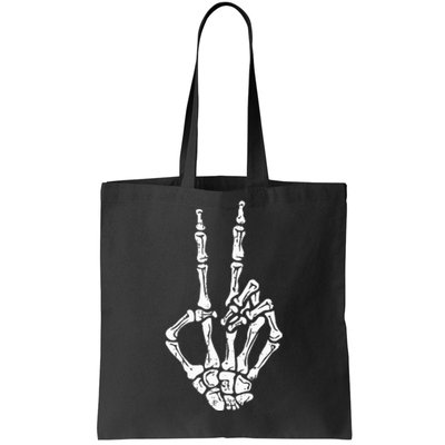 Skeleton Hand Peace Sign Halloween Costume Bones Tote Bag