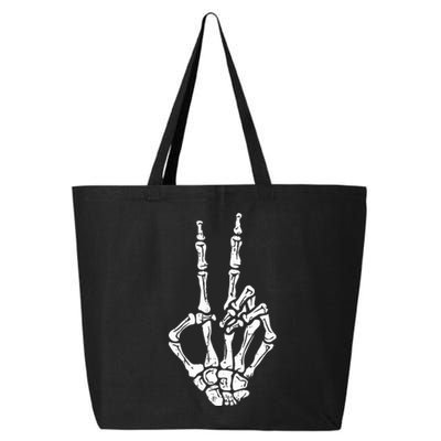 Skeleton Hand Peace Sign Halloween Costume Bones 25L Jumbo Tote