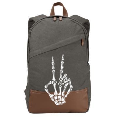 Skeleton Hand Peace Sign Halloween Costume Bones Cotton Canvas Backpack