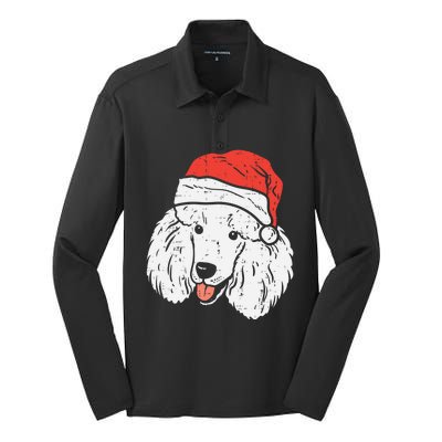 Santa Hat Poodle Christmas Xmas Dog Lover Owner Gift Silk Touch Performance Long Sleeve Polo