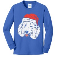 Santa Hat Poodle Christmas Xmas Dog Lover Owner Gift Kids Long Sleeve Shirt