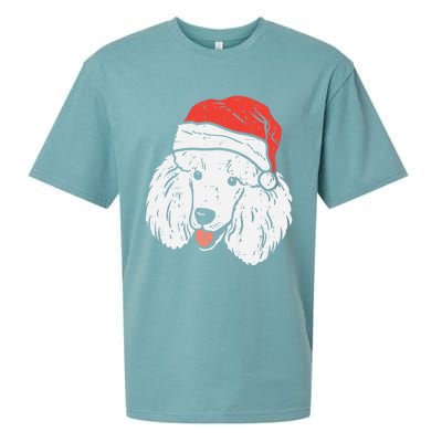 Santa Hat Poodle Christmas Xmas Dog Lover Owner Gift Sueded Cloud Jersey T-Shirt