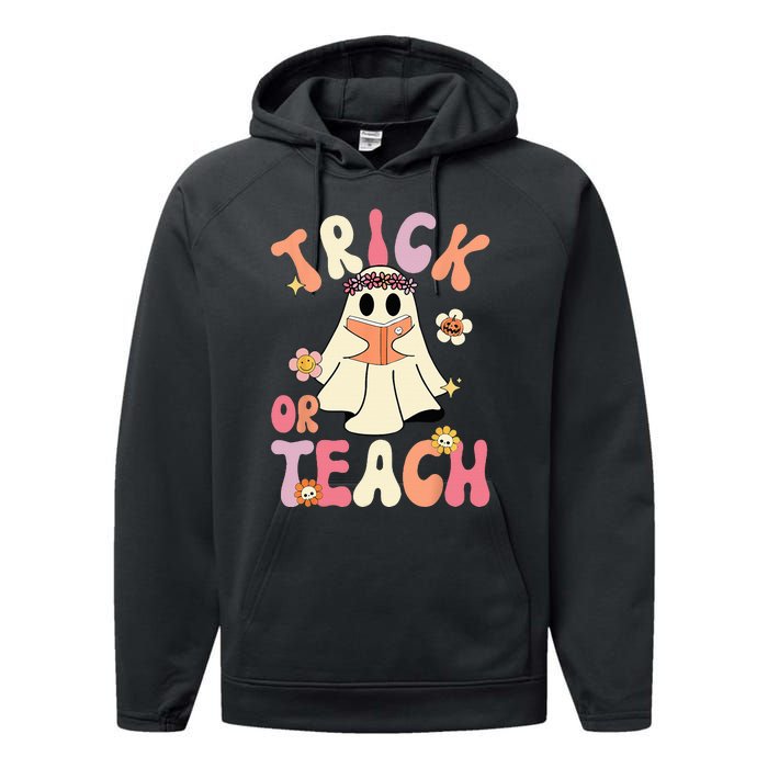 Spooky Halloween Retro Floral Ghost Teacher Costume Performance Fleece Hoodie