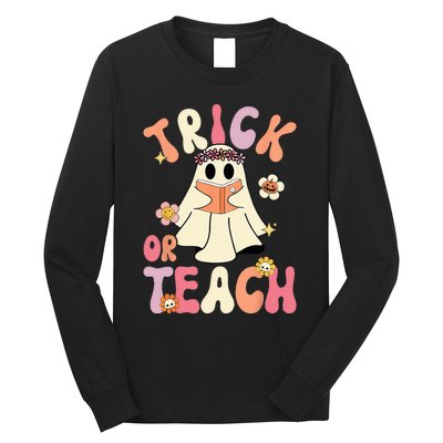 Spooky Halloween Retro Floral Ghost Teacher Costume Long Sleeve Shirt